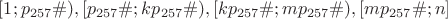 $[1; p_{257}\#), [p_{257}\#; kp_{257}\#), [kp_{257}\#; mp_{257}\#), [mp_{257}\#; n]$