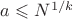 $a \leqslant N^{1/k}$