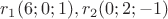 $r_1(6;0;1), r_2(0;2;-1)$