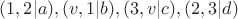 $(1,2|a), (v,1|b), (3,v|c), (2,3|d)$