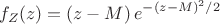 $$ f_Z(z)=(z-M)\,e^{-(z-M)^2/2}$$