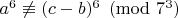 $a^6\not\equiv(c-b)^6\pmod{7^3}$