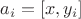 $a_i = [x, y_i]$