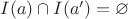 $I(a)\cap I(a')=\varnothing$
