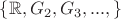 $\{\mathbb R, G_2, G_3,...,\}$