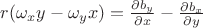 $r(\omega_xy - \omega_yx) = \frac{\partial b_y}{\partial x} - \frac{\partial b_x}{\partial y}$