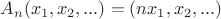 $A_n(x_1,x_2,...)=(nx_1,x_2,...)$
