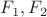 $F_{1}, F_{2}$