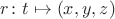 $r\colon t\mapsto (x,y,z)$