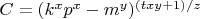 $C=(k^xp^x-m^y)^{(txy+1)/z}$