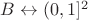 $B\leftrightarrow (0,1]^2$