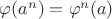 $\varphi(a^n) = \varphi^n(a)$