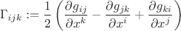 $$\Gamma _{ijk} : = \frac{1}{2}\left( {\frac{{\partial g_{ij} }}{{\partial x^k }} - \frac{{\partial g_{jk} }}{{\partial x^i }} + \frac{{\partial g_{ki} }}{{\partial x^j }}} \right)$$