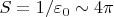 $S=1/\varepsilon_0\sim 4\pi$