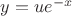 $\[
y = ue^{ - x} 
\]
$