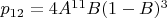 $p_{12}=4A^{11}B(1-B)^3$