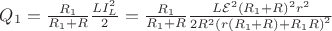 $Q_1=\frac{R_1}{R_1+R}\frac{LI_L^2}{2}=\frac{R_1}{R_1+R}\frac{L\mathcal{E}^2(R_1+R)^2r^2}{2R^2\left(r(R_1+R)+R_1R\right)^2}$