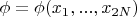 $\phi=\phi(x_1,...,x_{2N})$