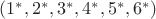 $(1^{*},2^{*},3^{*},4^{*},5^{*},6^{*})$