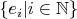 $\{e_i|i \in \mathbb{N}\}$