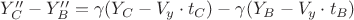 $Y_C'' - Y_B'' = \gamma(Y_C - V_y \cdot  t_C) - \gamma(Y_B - V_y \cdot  t_B)$