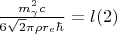 $\frac{m_{\gamma}^2c}{6\sqrt{2}\pi \rho r_e \hbar}=l\eqno(2) $
