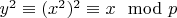 $y^2\equiv (x^2)^2\equiv x\mod p$