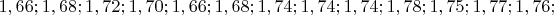 $1,66; 1,68; 1,72; 1,70; 1,66; 1,68; 1,74; 1,74; 1,74; 1,78; 1,75; 1,77; 1,76; $