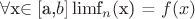 \forall $x\in[$a,$b] \lim $f_n($x) = $f(x)