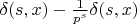 $\delta(s,x)-\frac{1}{p^s} \delta(s,x)$