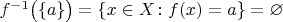 $f^{-1}\big(\{a\}\big)=\{x\in X\colon f(x)=a\}=\varnothing$