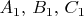 $A_1,\, B_1,\,C_1$