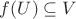 $f(U) \subseteq V$