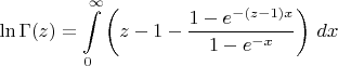 $$\ln\operatorname{\Gamma}(z)=\int\limits_{0}^{\infty}\left( z-1-\frac{1-e^{-(z-1)x}}{1-e^{-x}} \right)\, dx$$