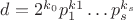$d=2^{k_0}p_1^k^1\ldots p_s^{k_s}$