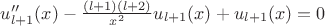 $u''_{l+1}(x) -\frac{(l+1)(l+2)}{x^2} u_{l+1}(x) + u_{l+1}(x) = 0$