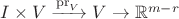 $I\times V\xrightarrow{\mathrm{pr}_V}V\to\mathbb R^{m-r}$