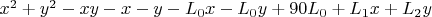 $x^2 + y^2 - xy - x - y - L_0x - L_0y + 90L_0 + L_1x + L_2y$