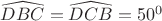 $\widehat{DBC} = \widehat{DCB} = 50^0$