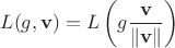$$L(g,\mathbf{v})=L\left(g\frac{\mathbf{v}}{\|\mathbf{v}\|}\right)$$