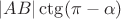 $|AB|\ctg(\pi-\alpha)$
