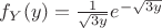 $f_Y(y)=\frac{1}{\sqrt{3y}}e^{-\sqrt{3y}}$