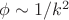 $\phi \sim 1/k^2$