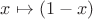 $x \mapsto (1-x)$