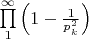 $\prod\limits_1^\infty\left(1-{1\over p_k^2}\right)$