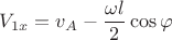 $V_{1x}=v_A- \dfrac {\omega l}2\cos {\varphi }$ $V_{1x}=v_A- \dfrac {\omega l}2\cos {\varphi }$