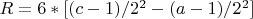 $R=6*[(c-1)/2^2-(a-1)/2^2]$