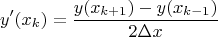 $$y'(x_k)=\frac{y(x_{k+1})-y(x_{k-1})}{2\Delta x}$$