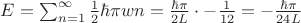 $E=\sum_{n=1}^{\infty} \frac{1}{2} \hbar \pi wn= \frac{\hbar \pi}{2L} \cdot -\frac{1}{12}= -\frac {\hbar \pi}{24L}$