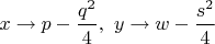 $x\rightarrow p-\dfrac{q^2}{4},~y\rightarrow w-\dfrac{s^2}{4}$